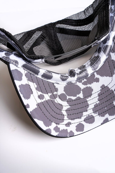 Women's Slate & Black Cow Foam Ponytail Trucker Cap