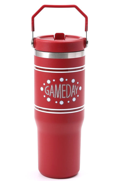 Crimson and White Gameday Flip Straw 30oz Tumbler