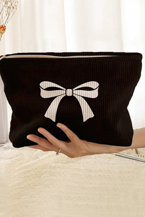 Starlight Bow Black Cosmetic Clutch Bag