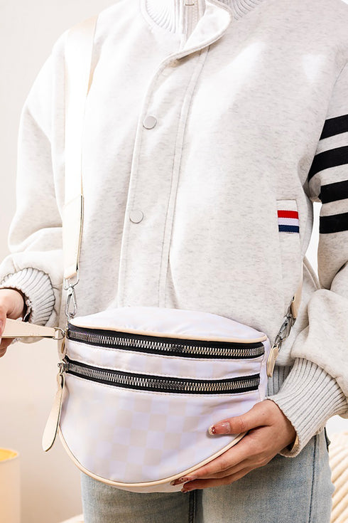 Globetrotter Beige Checkered Crossbody Waist Bag