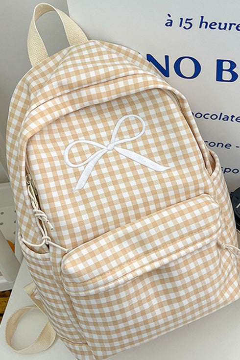 Beige Check Me Out Coquette Backpack