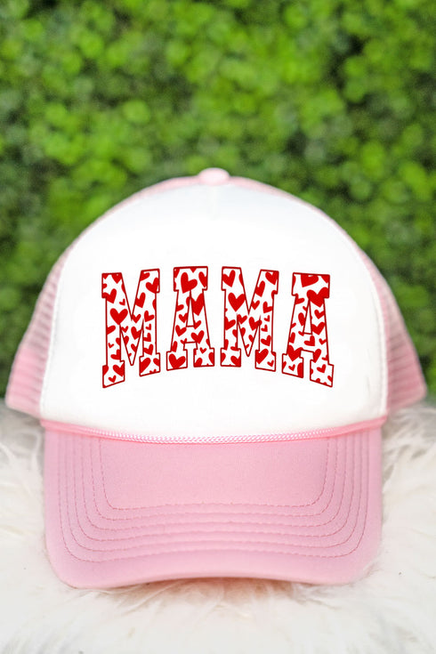 All The Hearts Mama Red Foam Mesh Back Trucker Cap