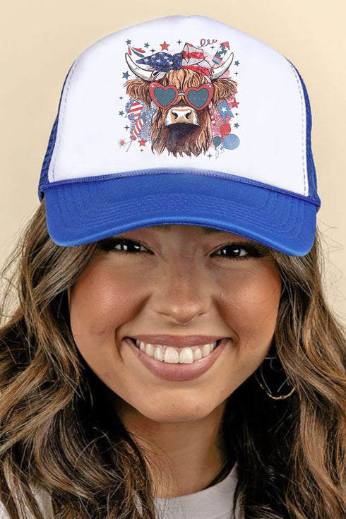 American Highland Cow Foam Mesh Back Trucker Cap