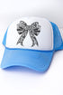 Black Lace Bow Foam Mesh Back Trucker Cap