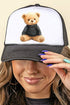 Black Vintage Teddy Bear Foam Mesh Back Trucker Cap