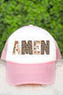 Boho Amen Faux Embroidery Transfer Foam Mesh Back Trucker Cap