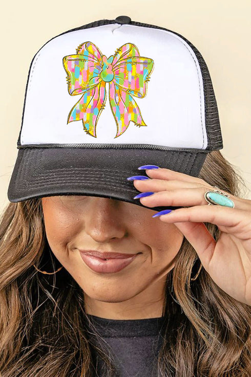 Brushed Peep Coquette Bow Foam Mesh Back Trucker Cap