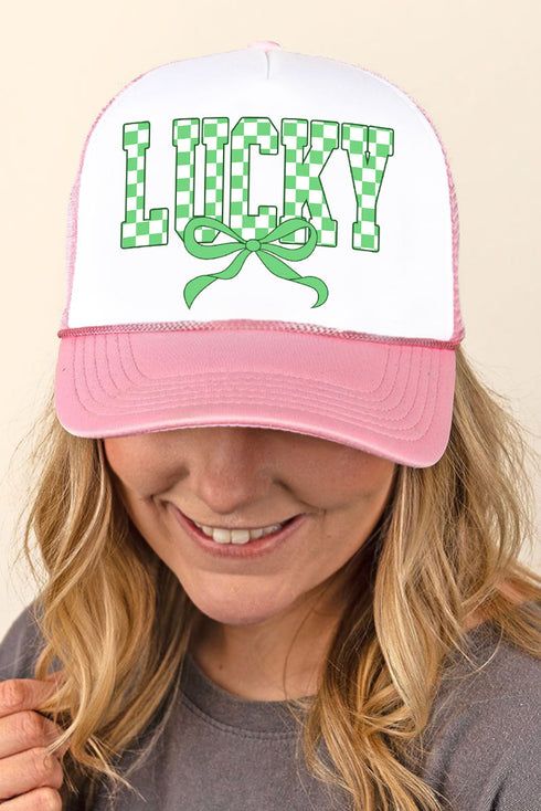 Checkered Charm Foam Mesh Back Trucker Cap