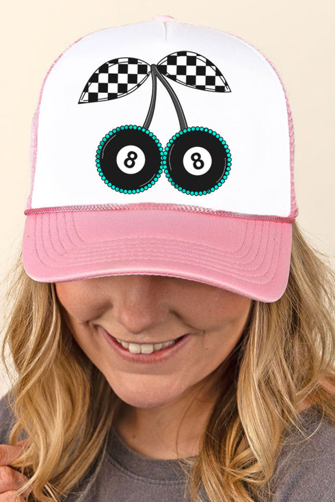 Checkered Cherries Foam Mesh Back Trucker Cap