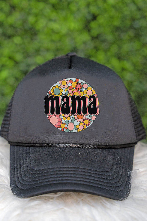 Circle Retro Flower Mama Foam Mesh Back Trucker Cap