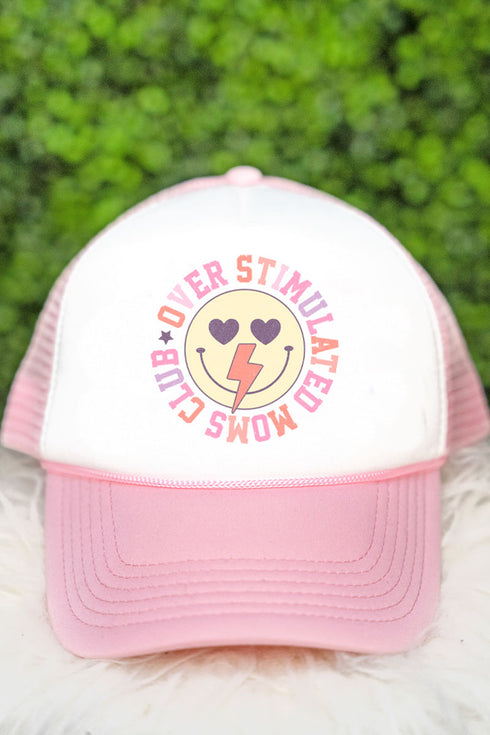 Colorful Overstimulated Moms Club Foam Mesh Back Trucker Cap
