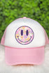 Distressed Floral Smiles Foam Mesh Back Trucker Cap