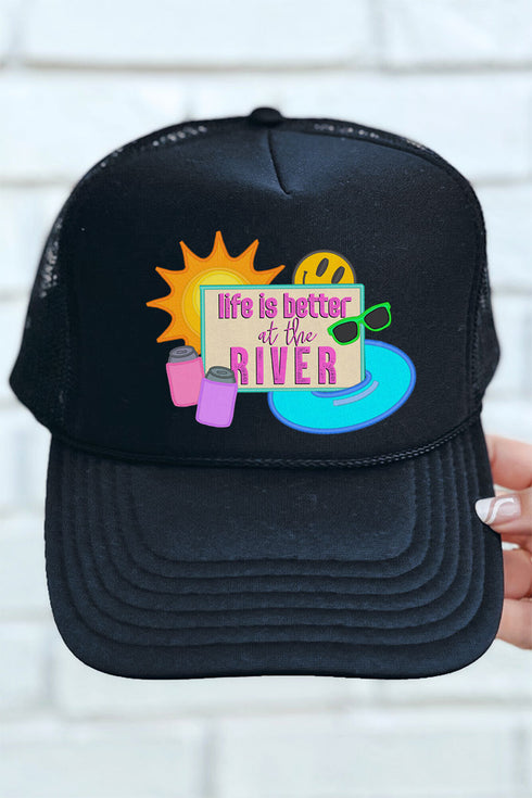 Faux Patch Life Is Better At The River Transfer Foam Mesh Back Trucker Cap