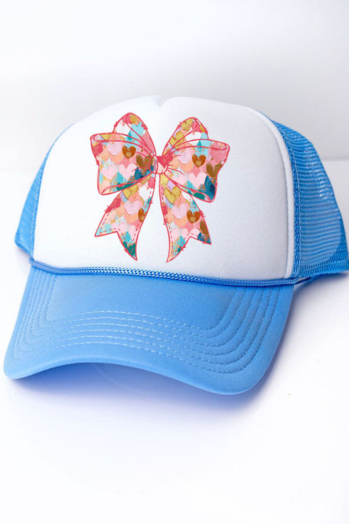 Glitzy Heart Coquette Foam Mesh Back Trucker Cap