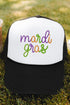 Mardi Gras Faux Tinsel Transfer Foam Mesh Back Trucker Cap