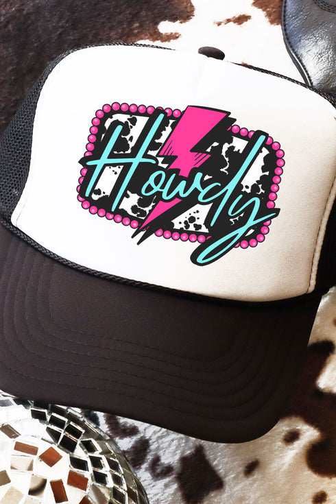 Pink Howdy Lightning Foam Mesh Back Trucker Cap