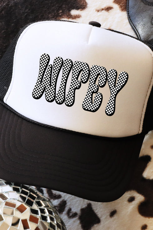 Retro Checkered Wifey Foam Mesh Back Trucker Cap