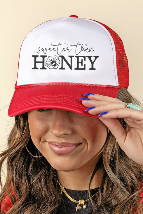 Sweeter Than Honey Foam Mesh Back Trucker Cap