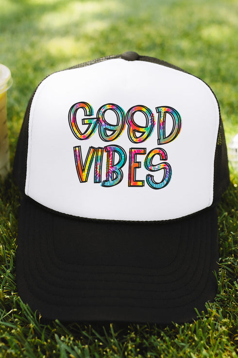 Tie Dye Good Vibes Foam Mesh Back Trucker Cap