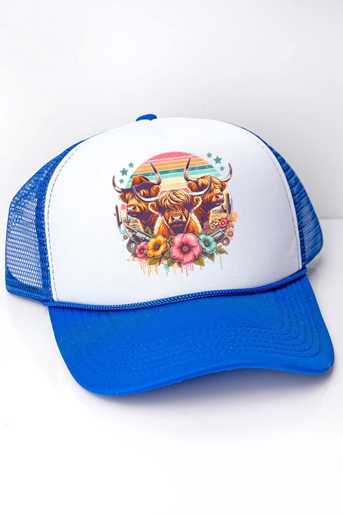 Western Highland Cow Trio Foam Mesh Back Trucker Cap