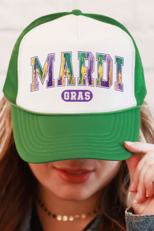 Watercolor Mardi Gras Foam Mesh Back Trucker Cap