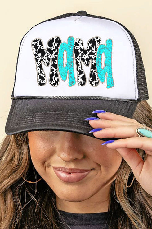 Faux Rhinestone Western Mama Foam Mesh Back Trucker Cap