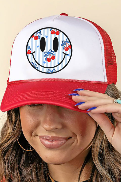 Cherry USA Happy Face Foam Mesh Back Trucker Cap