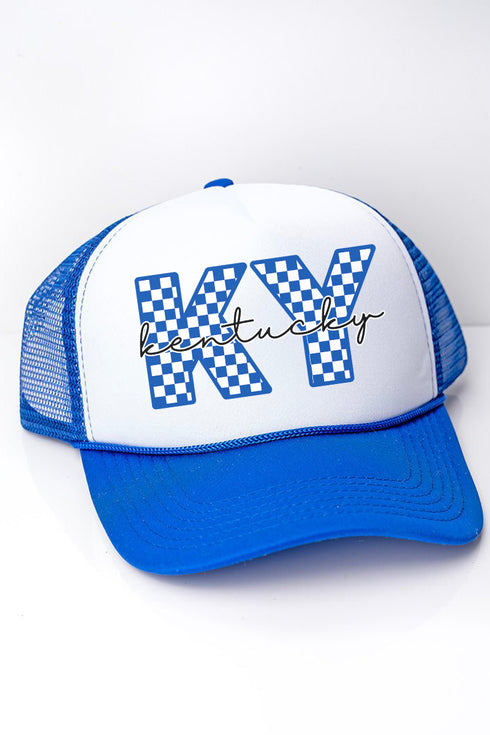 Kentucky Checkered Foam Mesh Back Trucker Cap