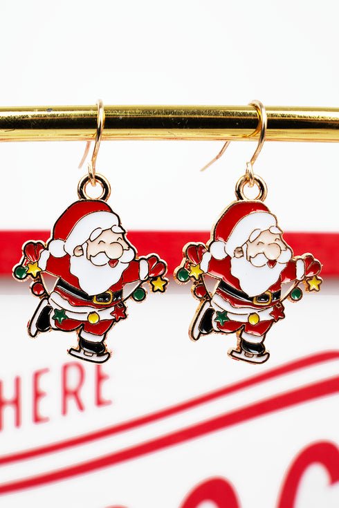 Skating Santa Goldtone Earrings