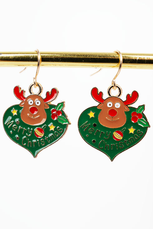 Reindeer Bauble Goldtone Earrings