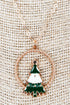 Evergreen Circle Goldtone Necklace and Earring Set