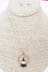 Evergreen Circle Goldtone Necklace and Earring Set