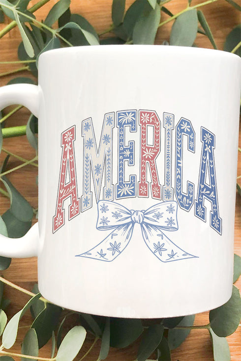 Arched America Floral Ceramic Mug