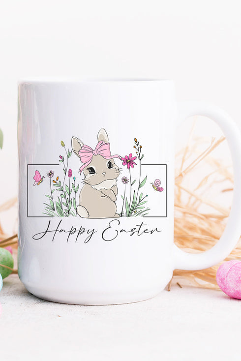 Bunny Girl Happy Easter Ceramic Mug