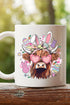 Bunny Hoppin' Highland Cow White Mug