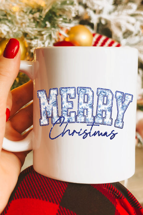 Chinoiserie Blue Merry Christmas Ceramic Mug