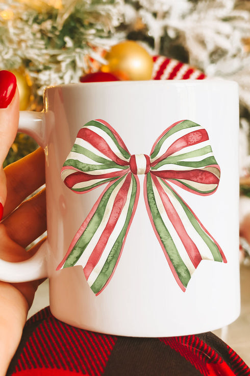 Christmas Ribbon Coquette Bow Ceramic Mug