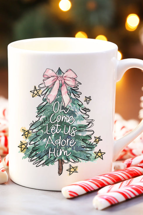 Christmas Tree Let Us Adore Him Ceramic Mug