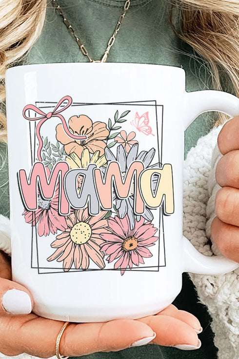 Framed Floral Mama Ceramic Mug