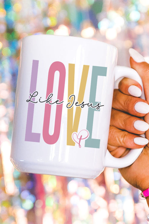 Colorblock Love Like Jesus Ceramic Mug