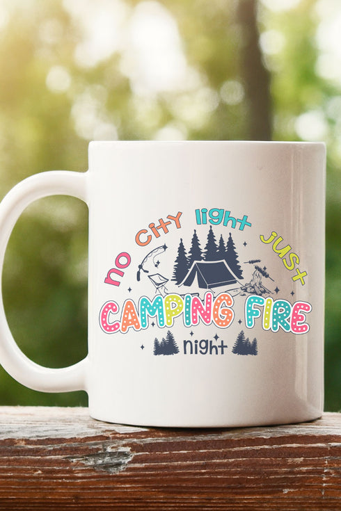 No City Light Just Camping Fire Night Ceramic Mug