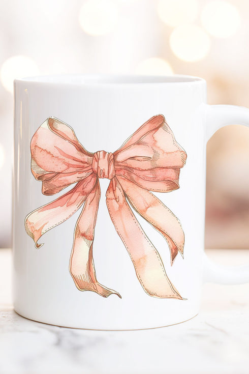 Peach Watercolor Bow Ceramic Mug