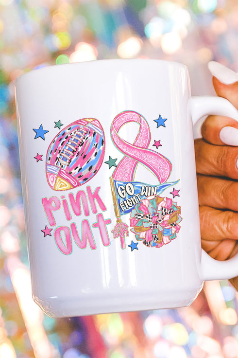 Pink Out Ribbon Doodle Ceramic Mug