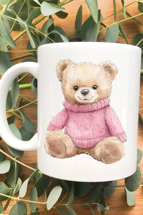 Pink Vintage Teddy Bear Ceramic Mug