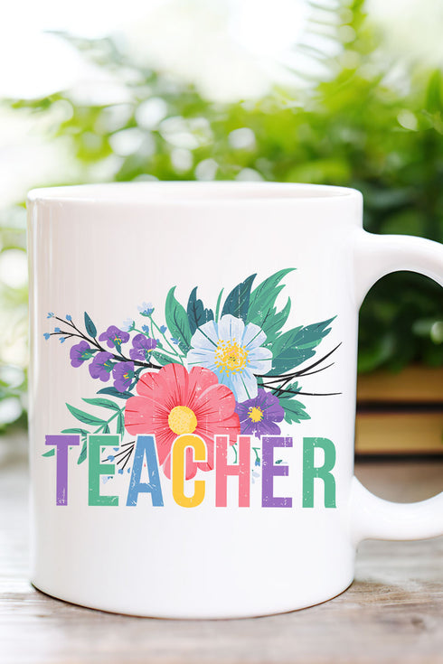 Vibrant Floral Teacher Ceramic Mug