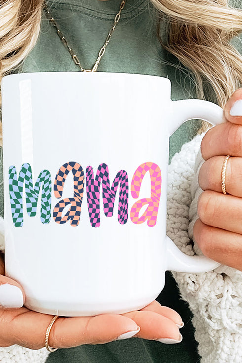 Wavy Checkered Mama Ceramic Mug