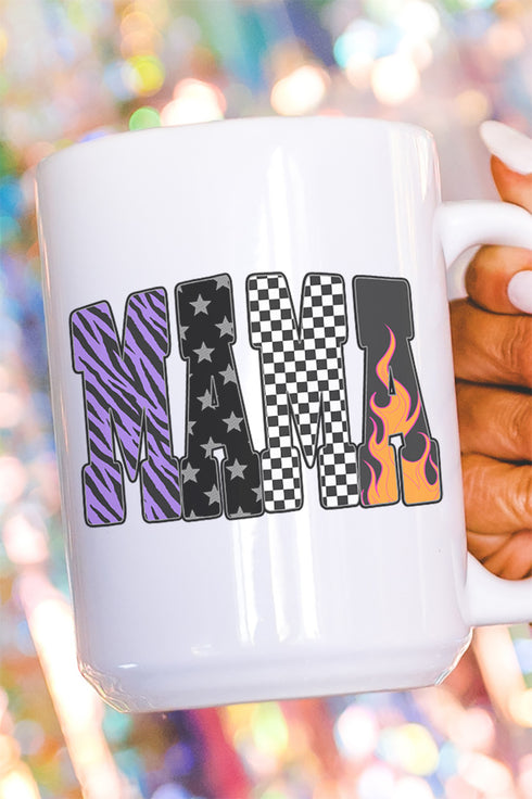 Zebra Checkered Mama Ceramic Mug