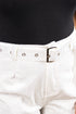 Saturday Shimmer White Crystal Belted Shorts