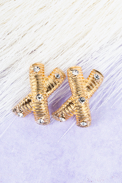West Shore The Place To Be Crystal Goldtone Earrings