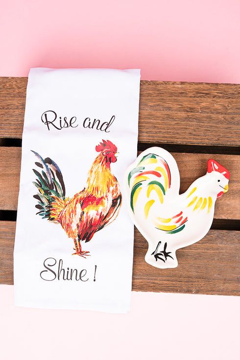 Rise And Shine Rooster Trivet & Towel Set